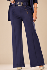 Calça Pantalona + Cinto Azul Marinho