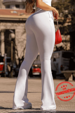 Calça Flare com Cinto Empina Bumbum Branco